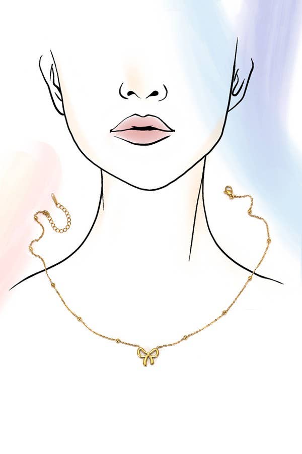 18K STAINLESS STEEL TARNISH FREE BOW NECKLACE |
