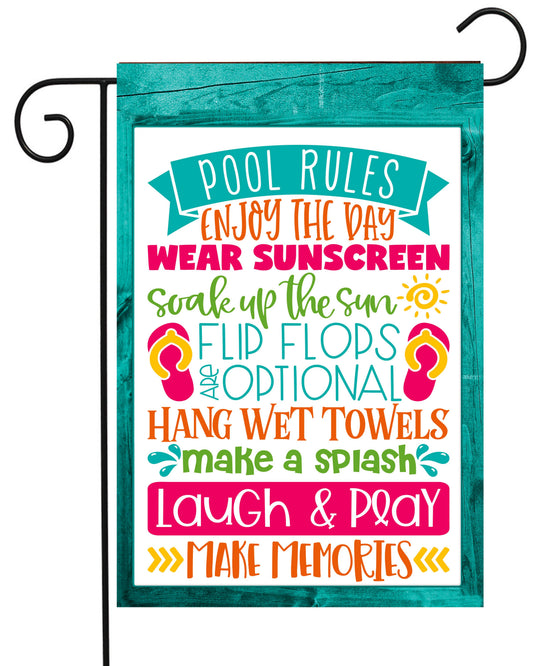 Pool Rules Quality Garden Flag