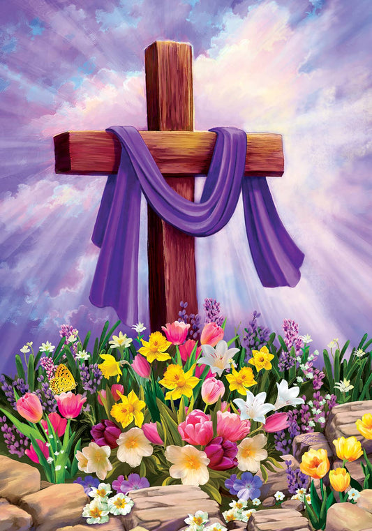 Custom Decor - Cross and Flowers-FL