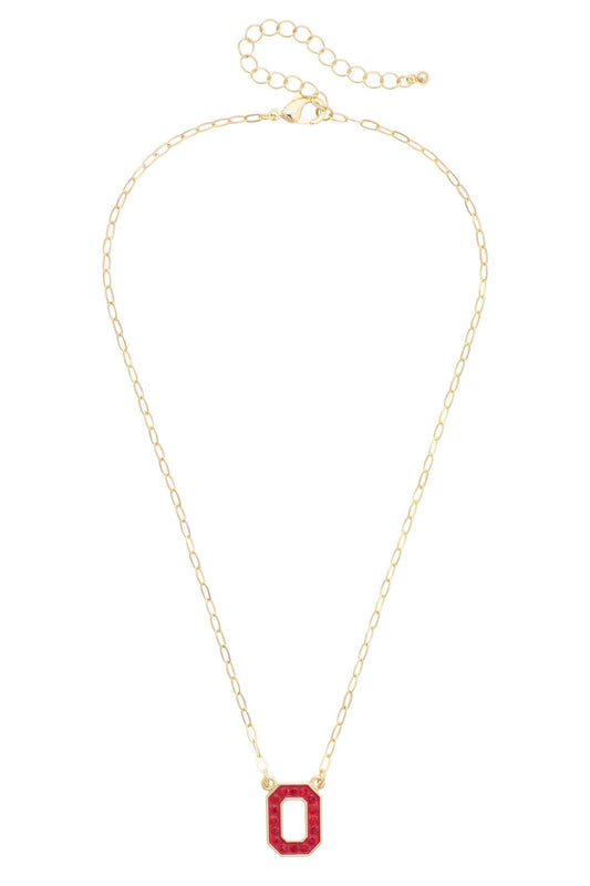 Canvas Style - Ohio State Buckeyes Pave Outline Necklace