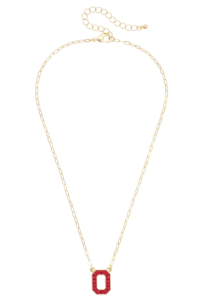 Canvas Style - Ohio State Buckeyes Pave Outline Necklace