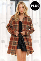 AMORE PLUS SIZE BUTTON DOWN FLANNEL SHACKET