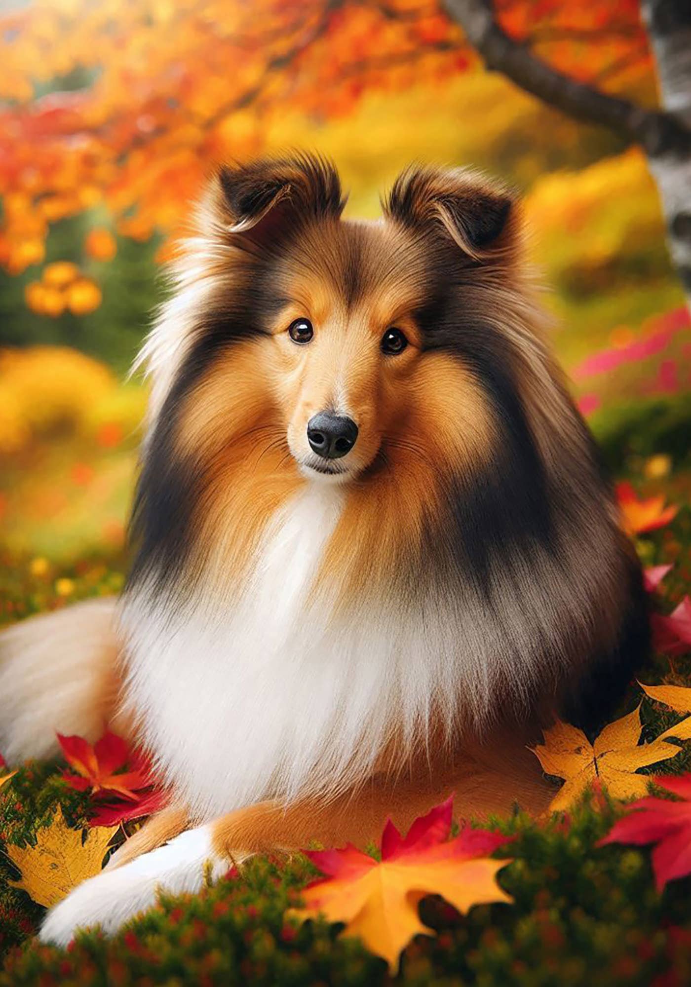 Best of Breed Products - Sheltie Sable -  Falling Leaves Garden Flag