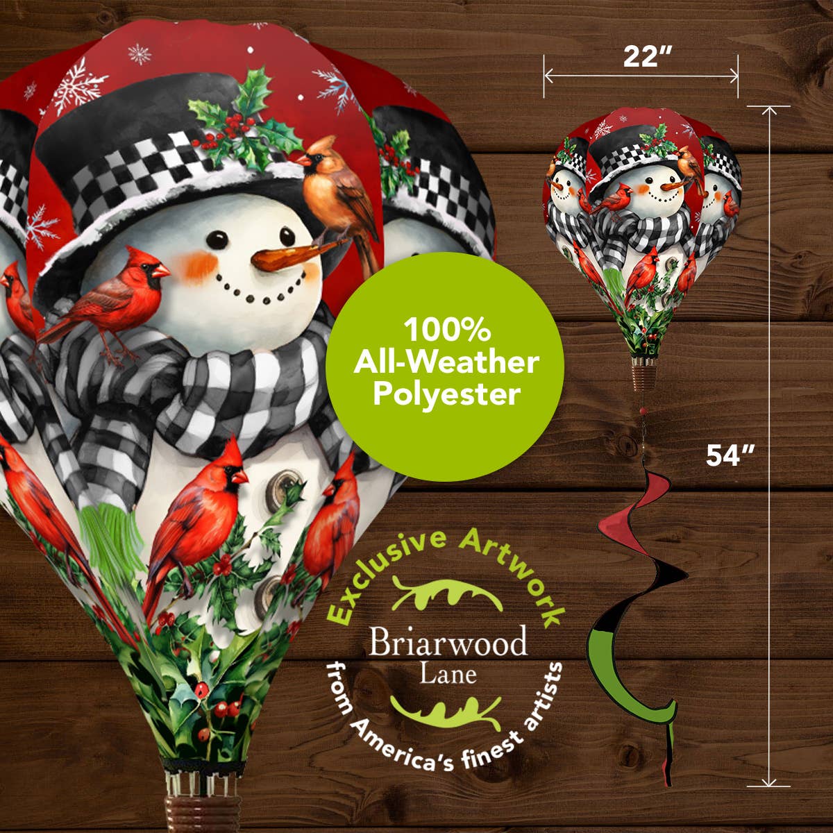 Briarwood Lane - Snowman With Cardinals Hot Air Balloon Spinner