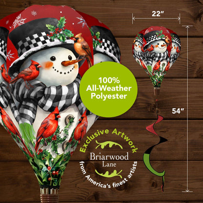 Briarwood Lane - Snowman With Cardinals Hot Air Balloon Spinner