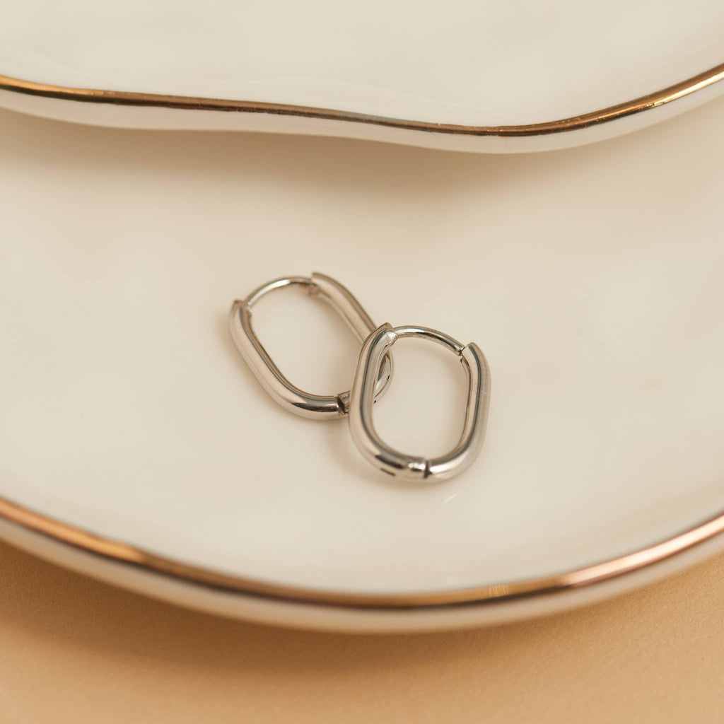 Howard's - Waterproof Earrings Narelle Oval Huggie Hoop Gold & Steel