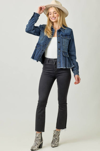 Alex Washed Denim Peplum Jacket