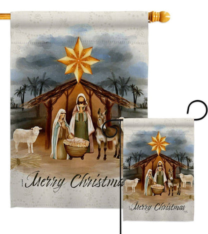Two Group Flag Co - Birth of Jesus Wintertime Nativity Christmas Decor Flag