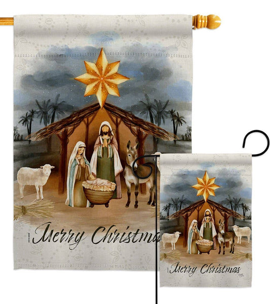 Two Group Flag Co - Birth of Jesus Wintertime Nativity Christmas Decor Flag