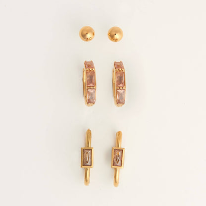 Howard's - Narelle Waterproof Rectangle Hoop Earring Trio
