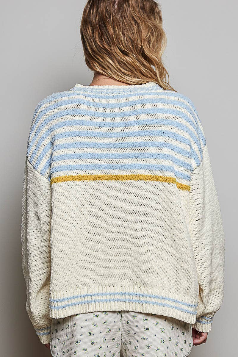 Pol Clothing - 3D Embroidery Long Sleeve Cozy Pullover Berber Sweater
