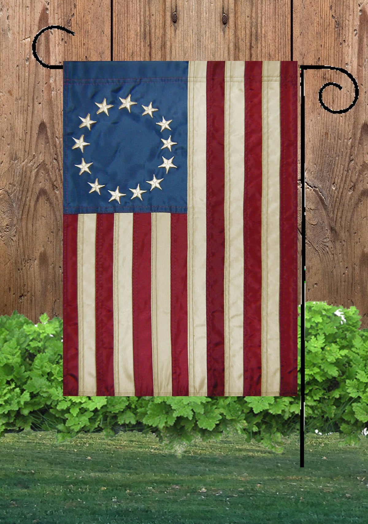 Betsy Ross Embroidered Tea Stained Garden Flag BB