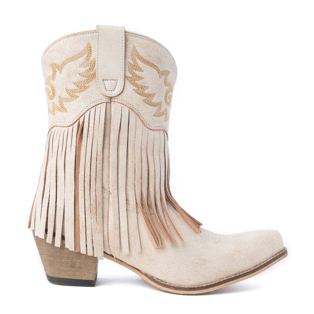 Myra Bag - Desert Angel Fringe Booties in White