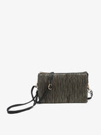 Jen & Co. - M013SHST Riley Shimmer Stripe 3 Compartment Crossbody/Wristlet