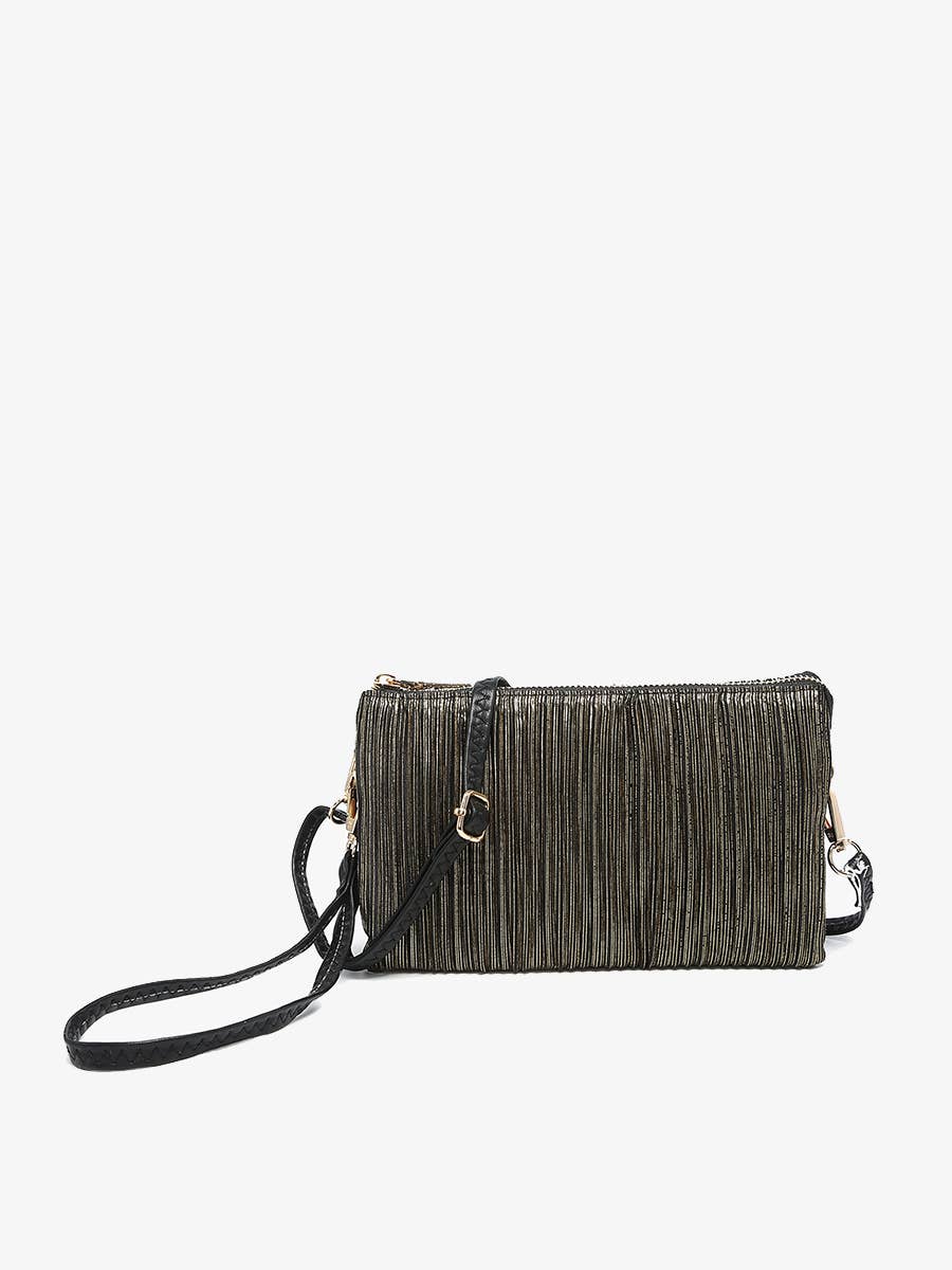 Jen & Co. - M013SHST Riley Shimmer Stripe 3 Compartment Crossbody/Wristlet