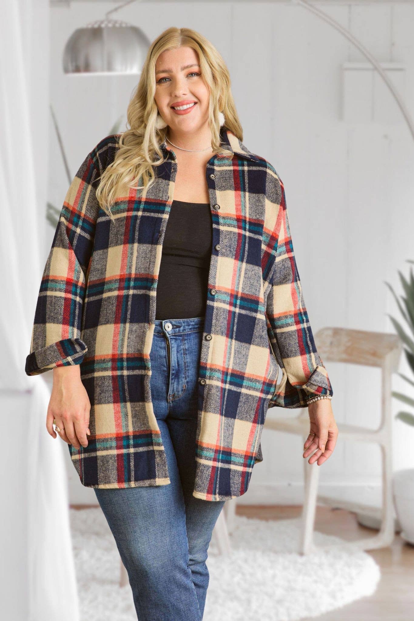 Pretty PLUS CHECK SHIRTJACKET LONG SLEEVE