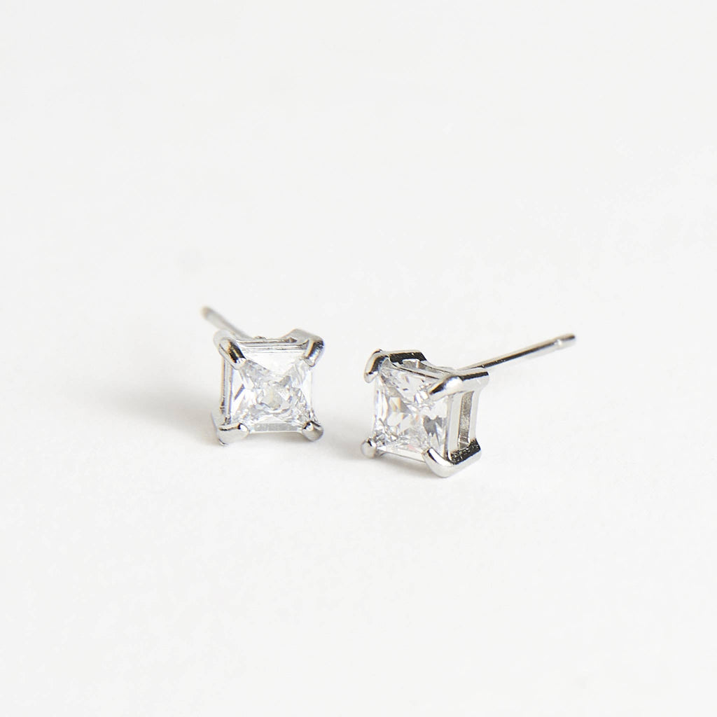 Howard's - Waterproof Earrings 5mm Square Cubic Zirconia Stud Narelle