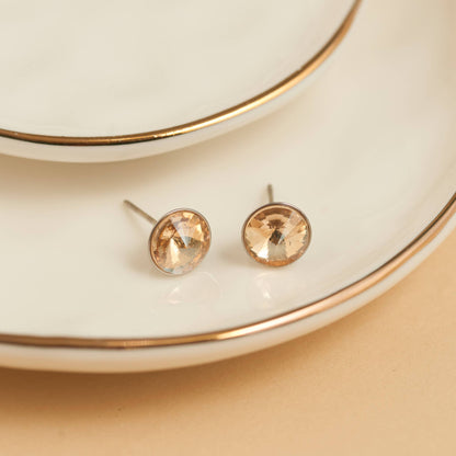 Howard's - Waterproof Earrings Rivoli Crystal Studs in Stainless Steel
