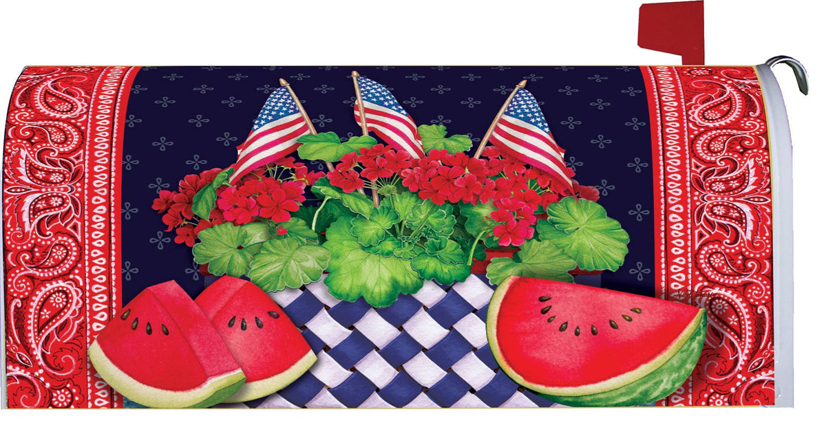 Large Mailbox Makeover-Watermelon and Flags