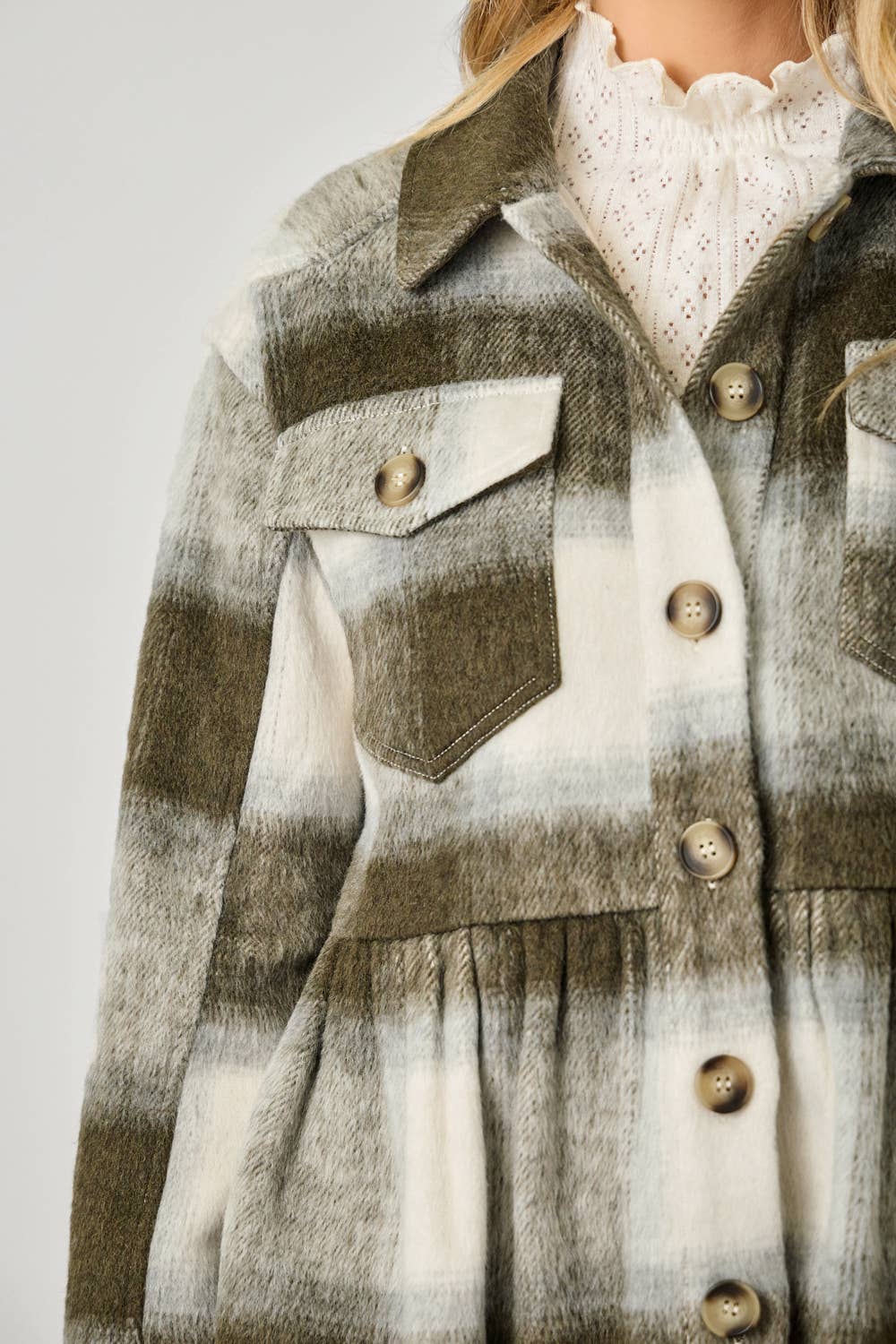 Perfect Peplum Fringe Plaid Jacket
