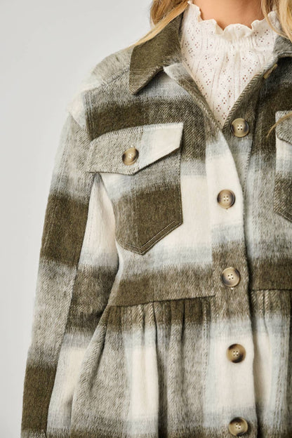 Perfect Peplum Fringe Plaid Jacket