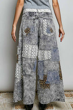 Pol Clothing - Handcrafted Vintage DIY Patchwork-Style Waistband Wide Pant