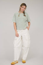 Everyday WASHED RIBBED SHORT SLEEVE TEE WITH POCKET