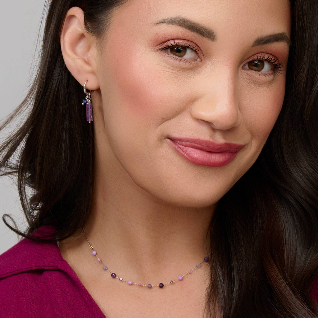 Howard's - Waterproof Necklace 15" Amethyst Bead Jewelry Narelle Dainty