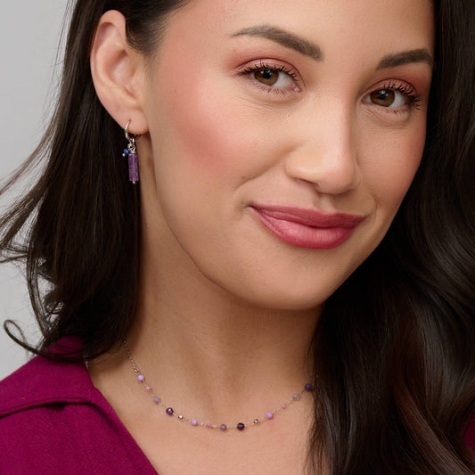 Howard's - Waterproof Necklace 15" Amethyst Bead Jewelry Narelle Dainty