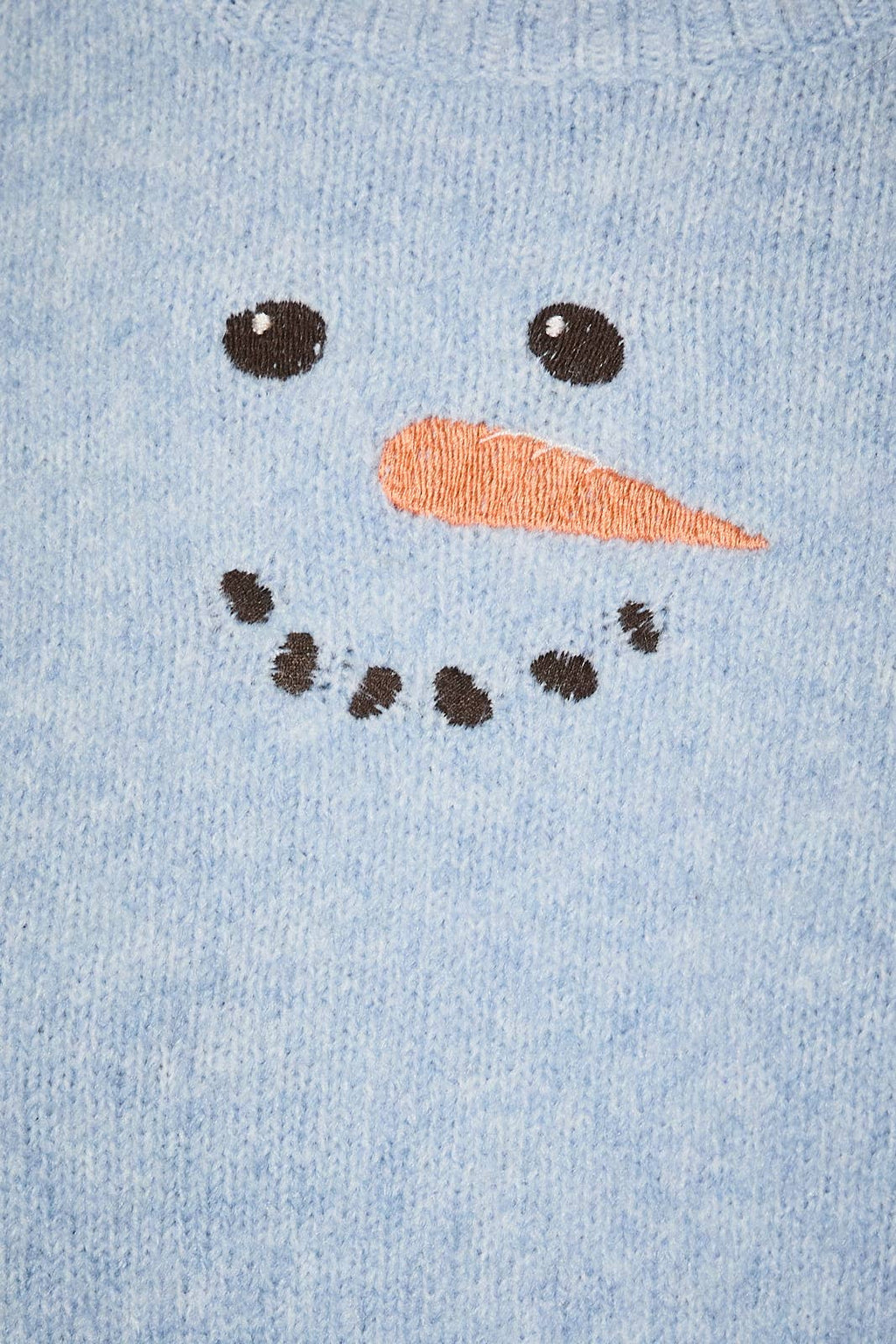 Snowman Embroidered Oversized Crew Neck Sweater