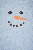 Snowman Embroidered Oversized Crew Neck Sweater