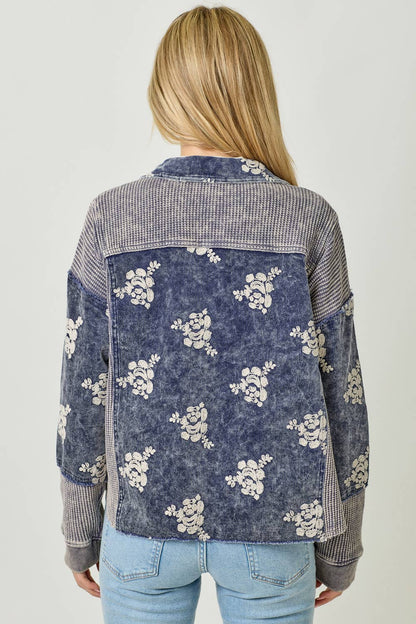 Festive Flower Embroidery Hoodie Jacket