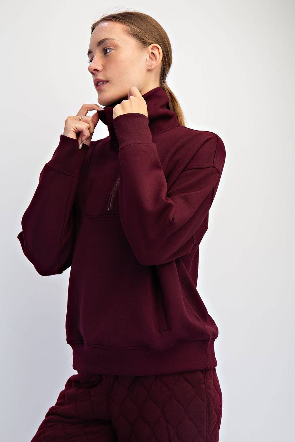 Rae Mode - MODAL SCUBA QUARTER ZIP FUNNEL NECK PULLOVER