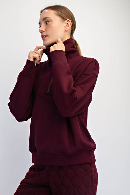 Rae Mode - MODAL SCUBA QUARTER ZIP FUNNEL NECK PULLOVER