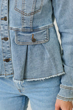 Alex Washed Denim Peplum Jacket