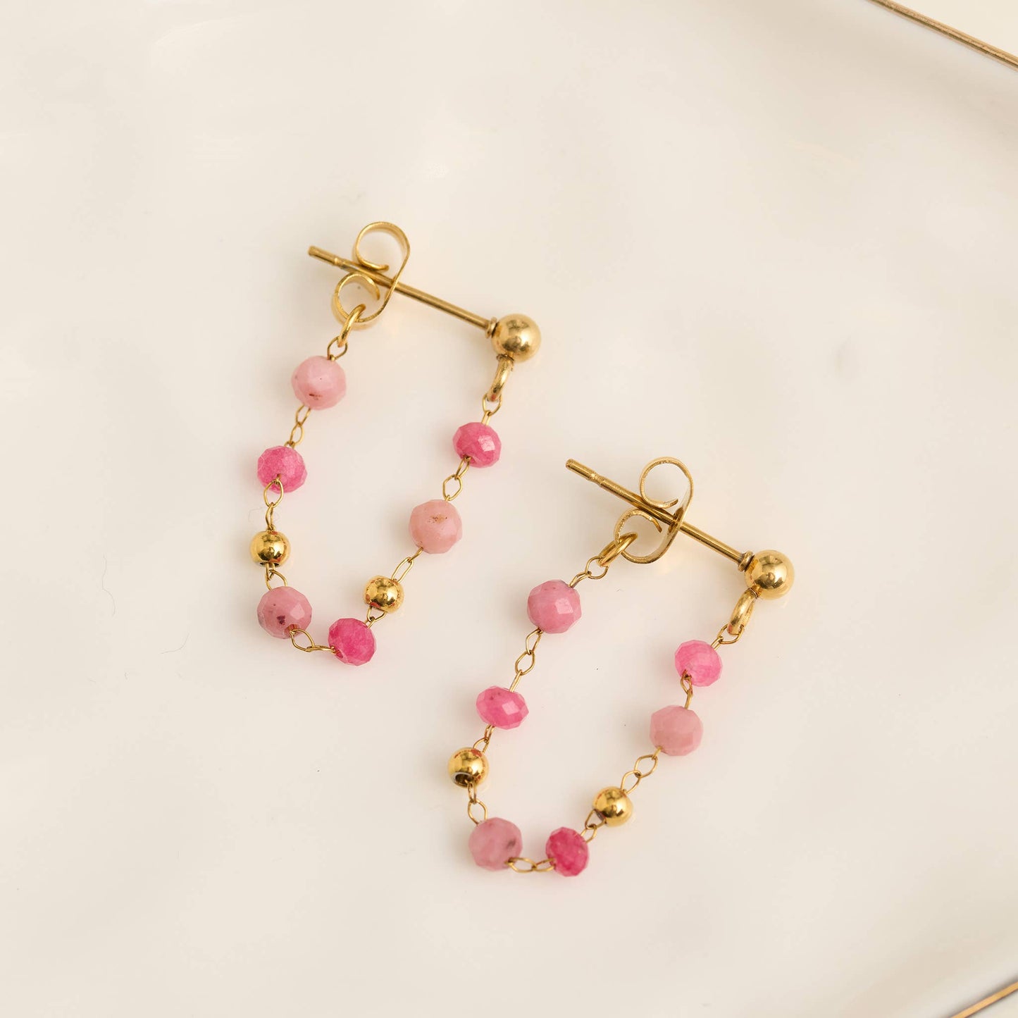 Howard's - Waterproof Earrings Gemstone Beaded Drop Narelle Gold