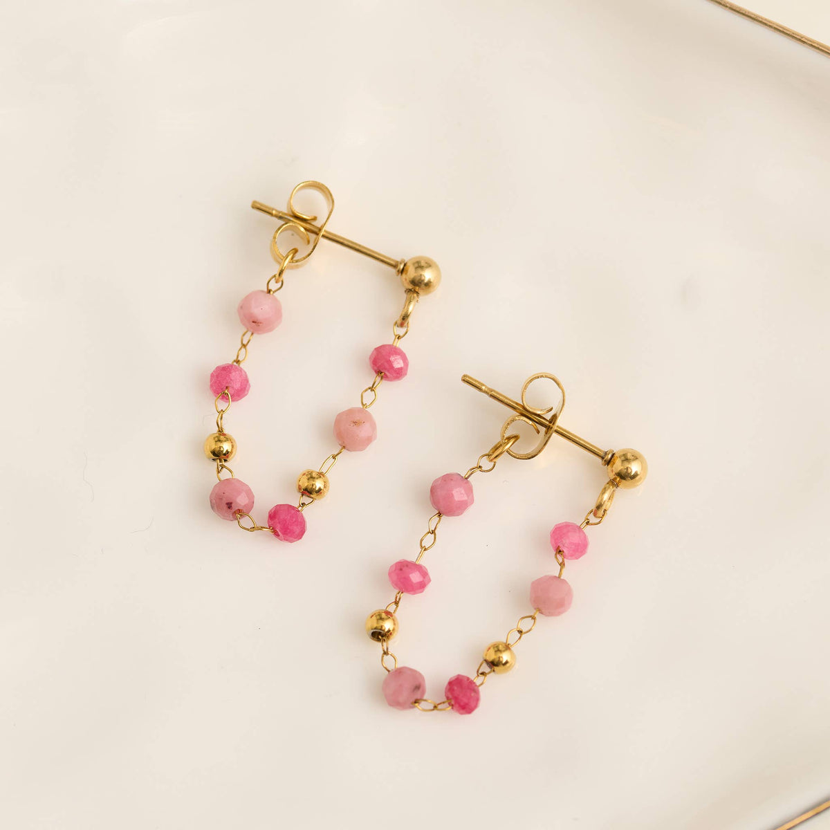Howard's - Waterproof Earrings Gemstone Beaded Drop Narelle Gold