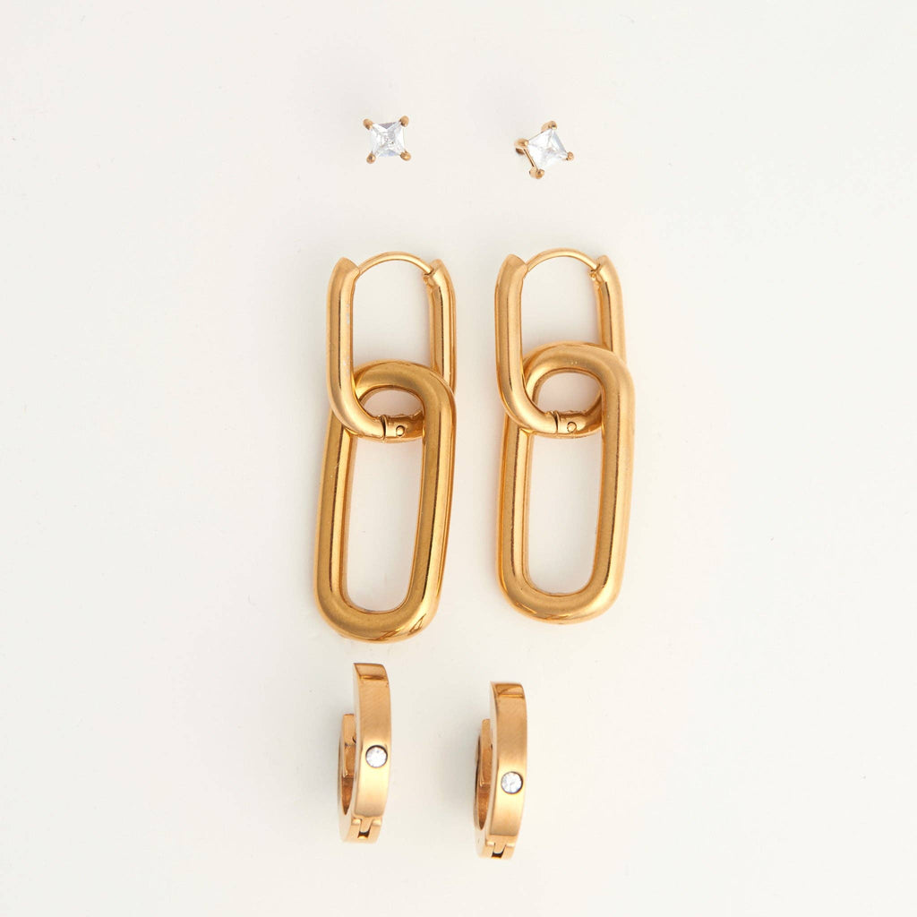 Howard's - Narelle Waterproof Double Linked Hoop Earring Trio