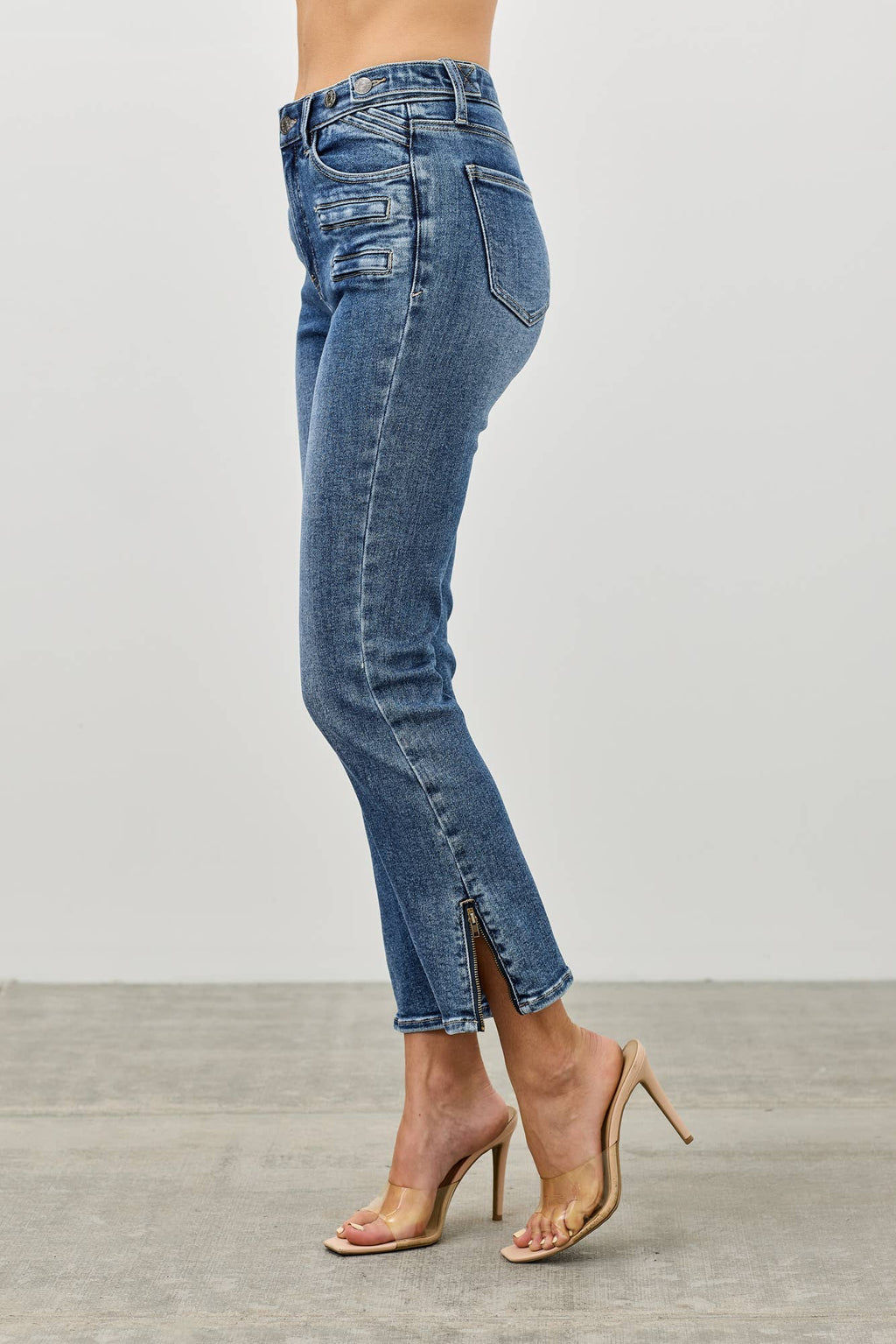 SAIGE DENIM MID RISE SKINNY CROP