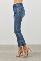 SAIGE DENIM MID RISE SKINNY CROP