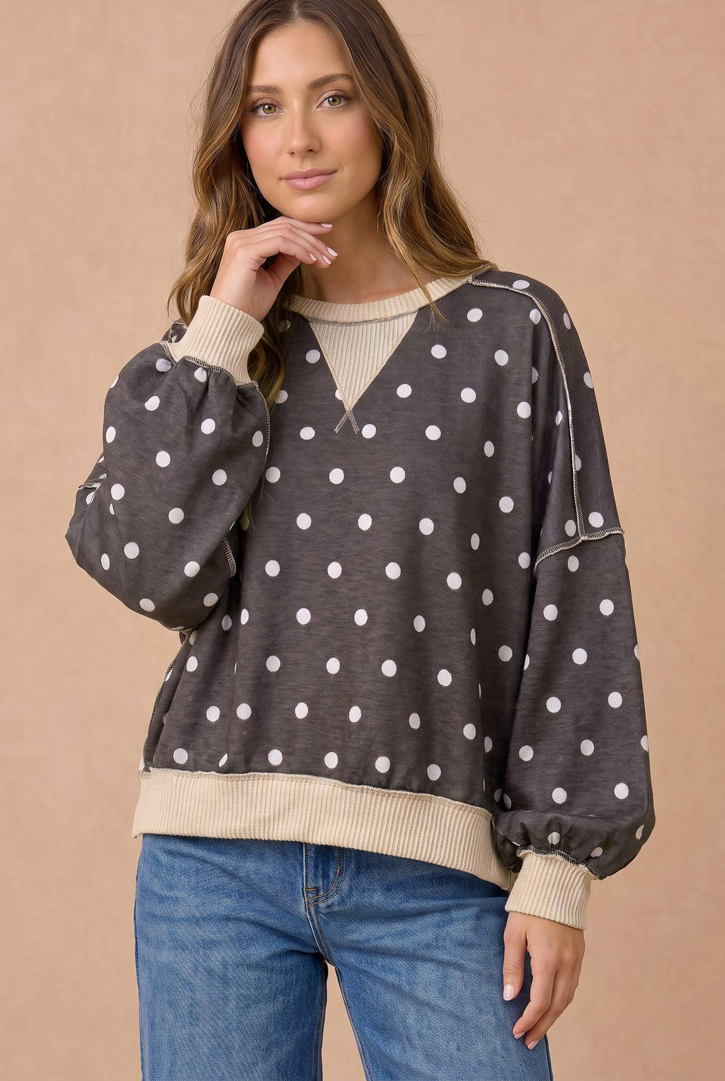 Haptics - Oversized Polka Dot Pullover