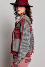 Pamela Vintage Patchwork Floral Geometric Neutral Cropped Jacket-Pol Clothing