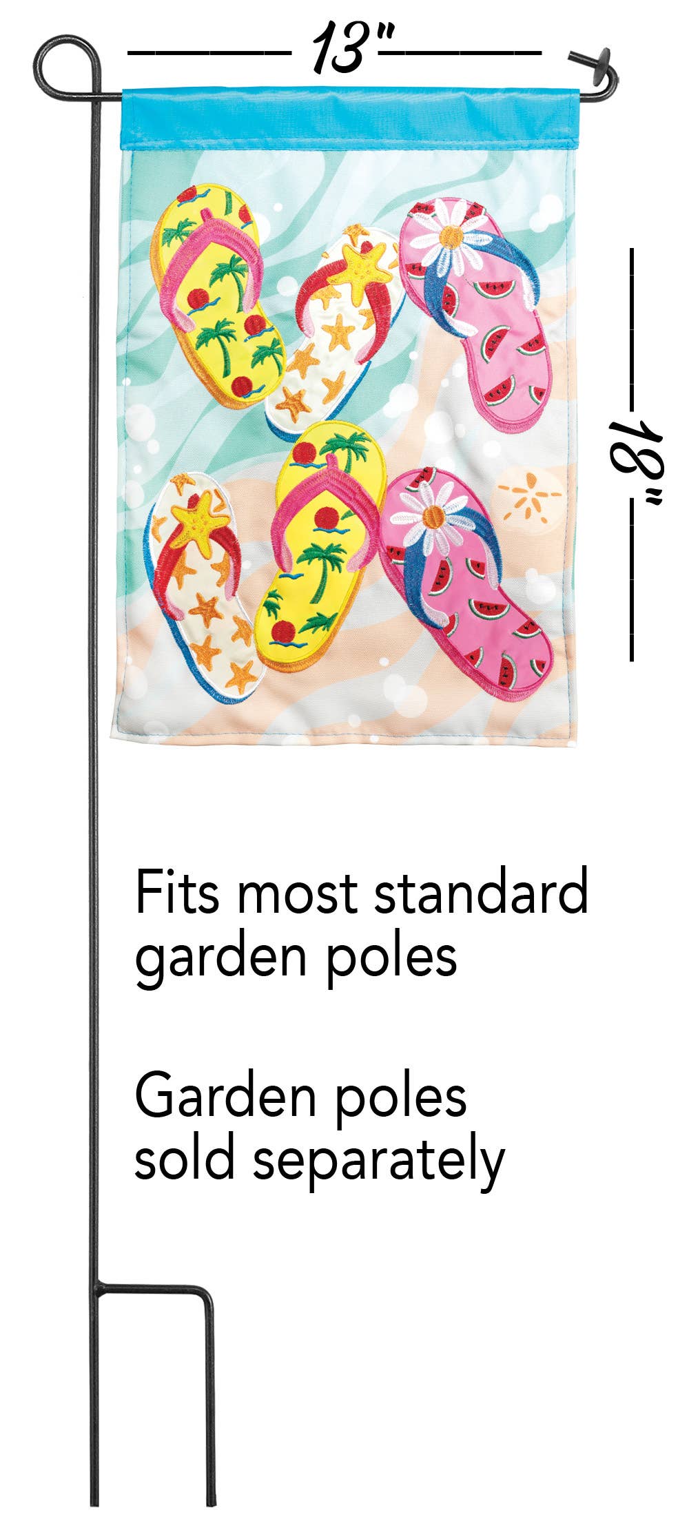 FLIP FLOPS APPLIQUE GARDEN FLAG