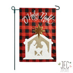 Christmas Buffalo Check Nativity Scene Burlap 2-Sided Garden Flag 12.5x18"