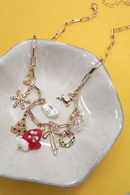 CHARM NECKLACE-CHRISTMAS TREE MITTEN RUDOLPH |