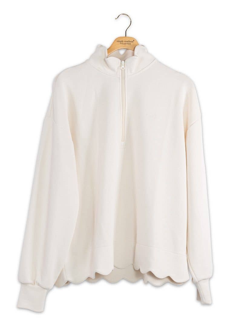 Simply Southern Scalloped Zippered Pullover