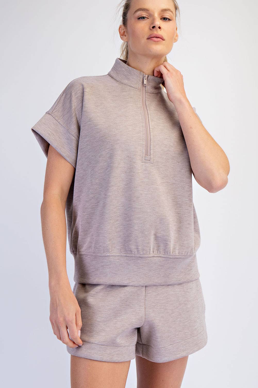 Rae Mode - MODAL SCUBA QUARTER ZIP SHORT SLEEVE TOP