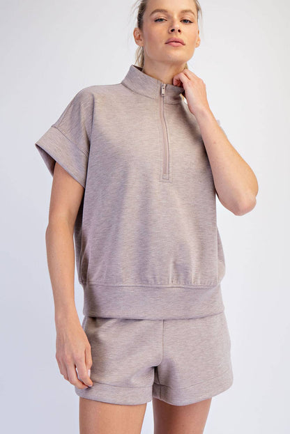 Rae Mode - MODAL SCUBA QUARTER ZIP SHORT SLEEVE TOP