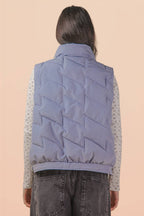 Bermie Mock Neck Casual Zigzag Quilted Puffer Vest