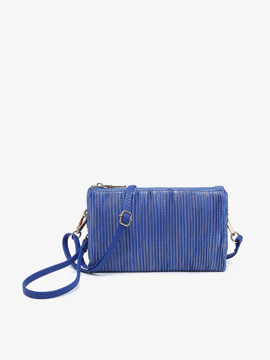 Jen & Co. - M013SHST Riley Shimmer Stripe 3 Compartment Crossbody/Wristlet